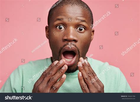 Horrified Black Man Looks Terror Jaw Stock Photo 744201700 | Shutterstock