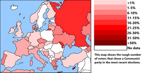 Map of Europe by the size of its Communist party : r/MapPorn