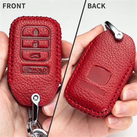 Leather Car Key Fob Case Cover For Honda Accord Civic CRV Ridgeline ...