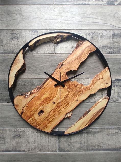 Made to Order Metal & Olive Wood Wall ClockChoose how big you want you're clock and i will build ...