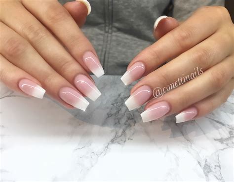 Coffin shape faded french nails | French nails, Gold nails, Classy nail ...