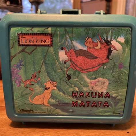 VINTAGE DISNEY ALADDIN The Lion King Hakuna Matata Plastic Lunch Box W/ Thermos £24.67 - PicClick UK