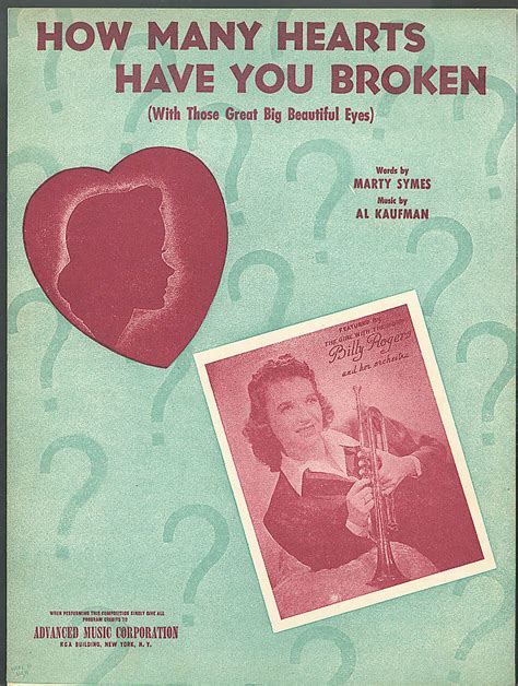 How Many Hearts Broken 1953 sheet music Billy Rogers