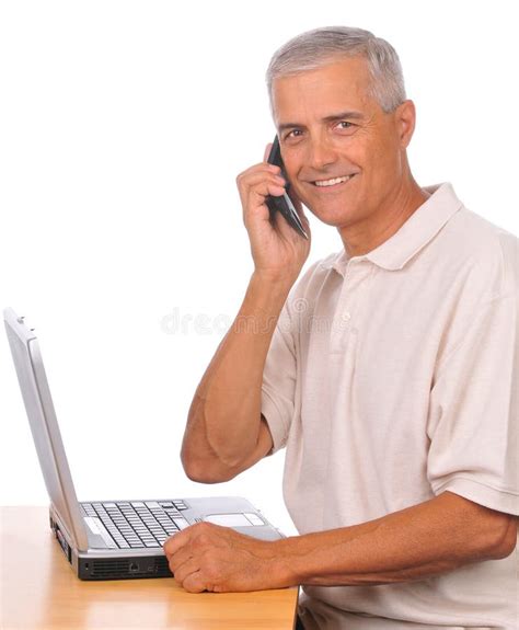 Middle Aged Businessman with Cell Phone Computer Stock Photo - Image of smile, caucasian: 10457234