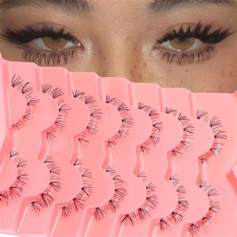 Amazon.com: outopen 7 Pairs Bottom Lashes Clear Band Wispy Natural Look ...