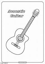 Acoustic Guitar coloring Page sketch template