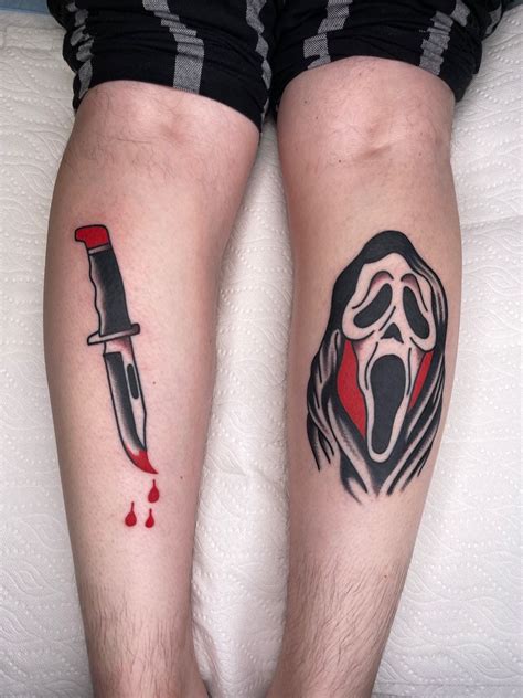 Scream movie Ghostface and Buck Knife traditional style tattoo ...