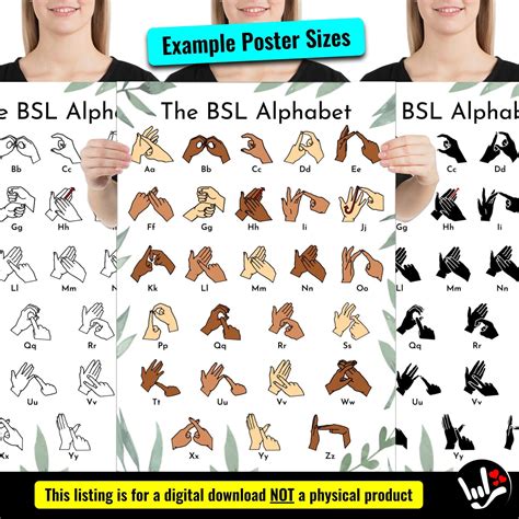 BSL Sign Language Alphabet Charts BSL Abcs Sign Language Abcs Bsl Printable Charts Classroom ...