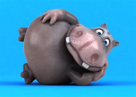 Fun cartoon HIPPO 3D model animated rigged | CGTrader