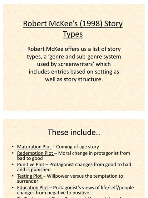 Robert McKee’s (1998) Story Types