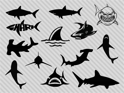 Shark svg bundle, shark clipart, shark silhouette svg, hammerhead shark svg, great white shark ...
