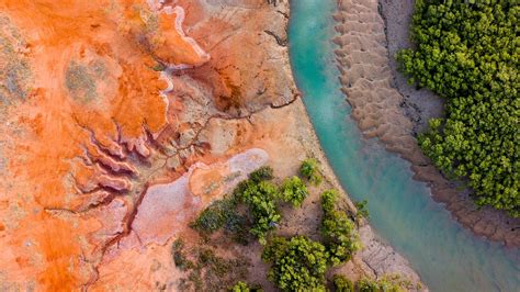 river, Australia, forest, trees, nature, aerial, landscape, rocks, sand, aerial view, HD ...