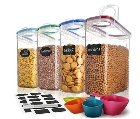 4 Piece Cereal Container Storage Set Airtight Large