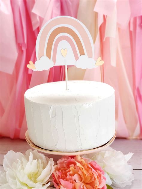 Boho Pink Rainbow Cake Topper Rainbow Party Cake Topper Baby Rainbow ...