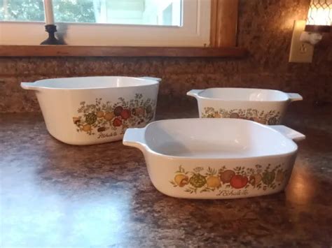 VINTAGE CORNING WARE Spice Of Life Casserole dishes cookware - Set Of 3 ...