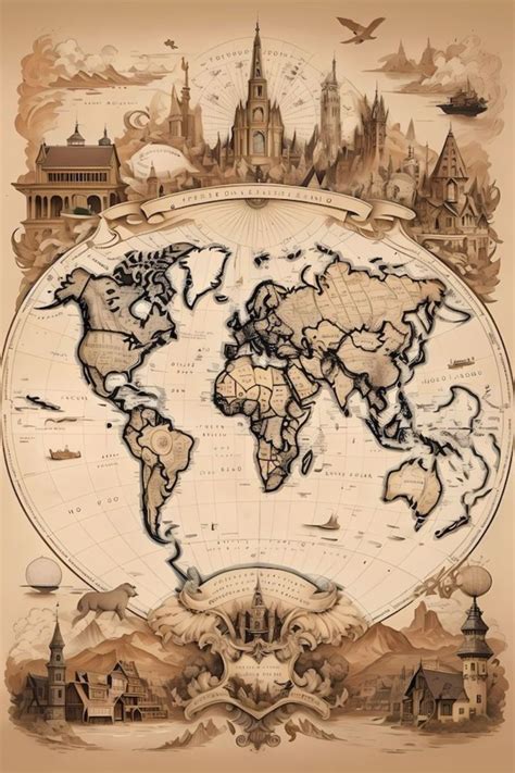 Vintage World Map Poster | Vintage world map poster, World map poster ...