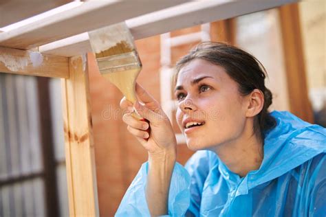 Painter with Brush Paint Wood Interior Design Stock Image - Image of handyman, artist: 235264031