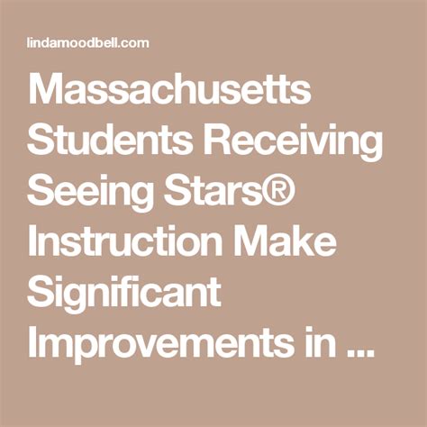 Massachusetts Students Receiving Seeing Stars Instruction Make ...