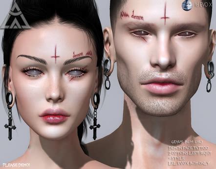 Second Life Marketplace - LAL-DEMON FACE TATTOO ONLY BOM [Genus]