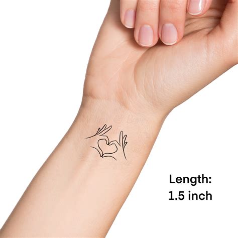 Heart Hands Symbol Outline Temporary Tattoo Heart Fingers - Etsy