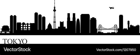 Tokyo silhouette black Royalty Free Vector Image