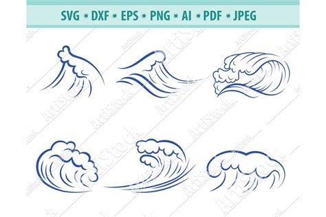 Wave SVG, Sea Waves svg, Ocean Waves svg, Sea Dxf, (423112)