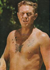 PAPILLON STEVE MCQUEEN BARECHESTED WITH BUTTERFLY TATTOO HUNKY PHOTO | eBay