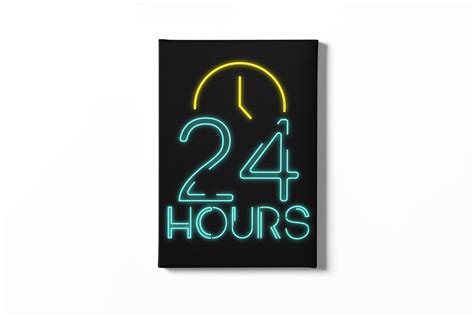 24 Hours Neon Lights Sign Instant PNG & JPG Digital Download | Etsy