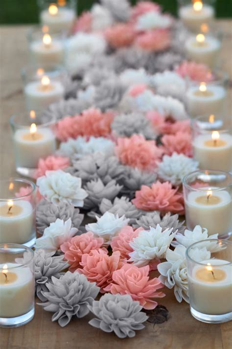 Coral And Grey Mixed Wooden Flowers, Wedding Decorations, Wedding ...