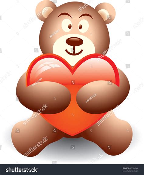 Teddy Bear Hugging Big Heart Stock Vector (Royalty Free) 67984840 ...