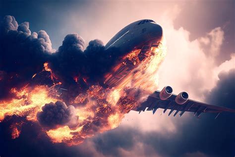 Premium Photo | Aircraft explosion during flight airliner catastrophe plane accident in clouds ...