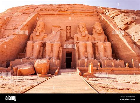 Statue of Seated Ramses II at the Great Ramses II Temple in Abu Simbel ...