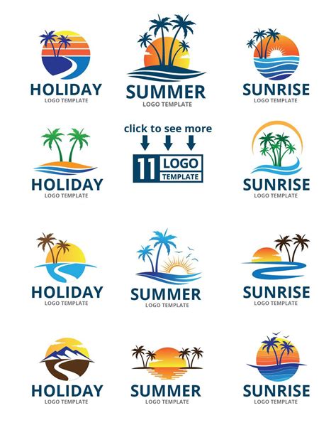 SUMMER BEACH theme logo set | Logo set, Beach themes, Logo design