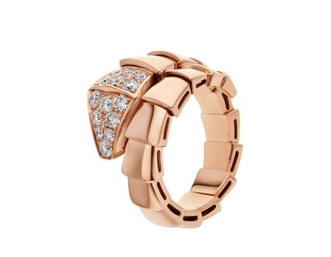 Rose gold Serpenti Viper Ring with 0.53 ct Diamonds | Bulgari Official Store