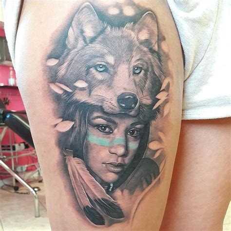 Wolf Girl Tattoos, Indian Girl Tattoos, Indian Feather Tattoos, Face Tattoos, Body Art Tattoos ...