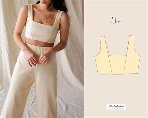 Nora Square Neck Lounge Crop Top Digital Pattern // UK 4-24, US 0-20 // PDF Sewing Patterns ...