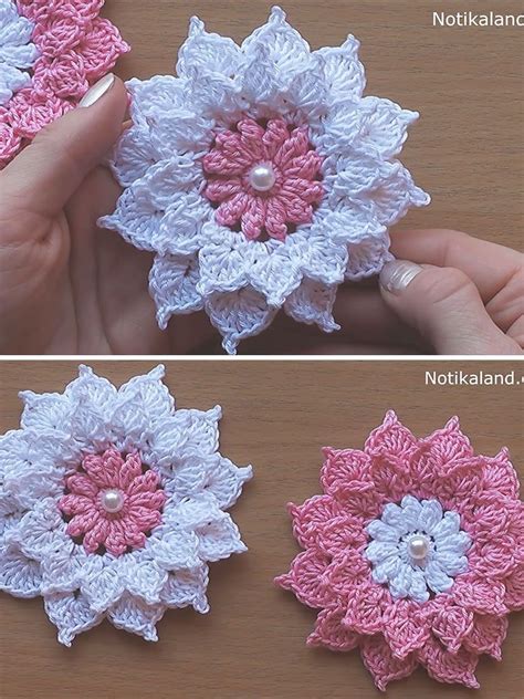 Layer 12-Petals Flower Crochet Pattern Tutorial | Crochet flower patterns, Crochet, Crochet ...