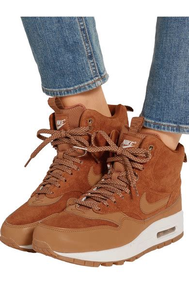 Nike | Air Max 1 suede and leather high-top sneakers | NET-A-PORTER.COM