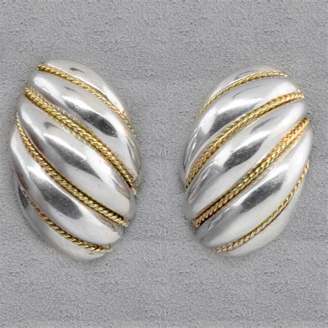 Tiffany & Co Authentic 18K Yellow Gold Sterling Silver Shrimp Earrings | Antique & Estate ...