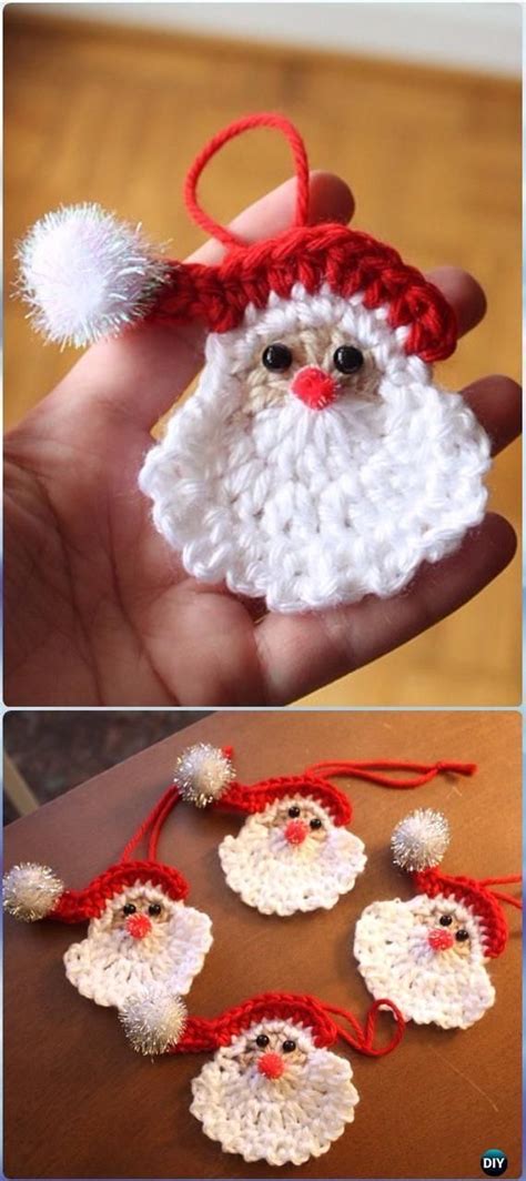 Crochet Santa Face Applique Ornament Free Pattern - Crochet Santa ...