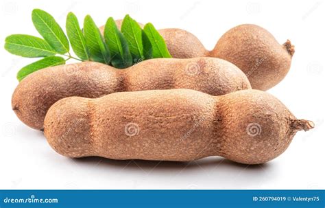 Ripe Tamarind Fruit Pods and Leaves Isolated on White Background Stock Image - Image of tamarind ...