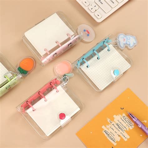 JIANWU Cute Transparent 3 Ring Mini Loose-leaf Hand Book Student ...