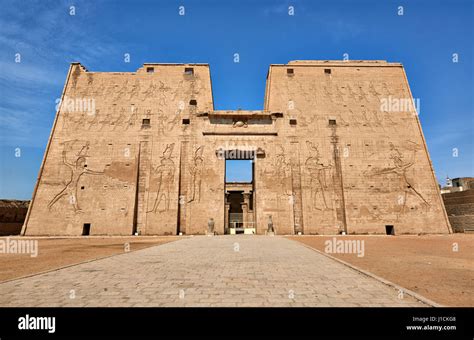 pylon at entrance of Temple of Edfu, Egypt, Africa Stock Photo - Alamy