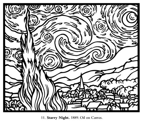 Vincent Van Gogh - The Starry Night (1889) - Masterpiece Coloring Pages ...