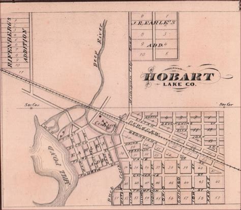 Hobart, Indiana, Antique city Map, Matted, Original, 1876 #antique | The originals, City map, Map