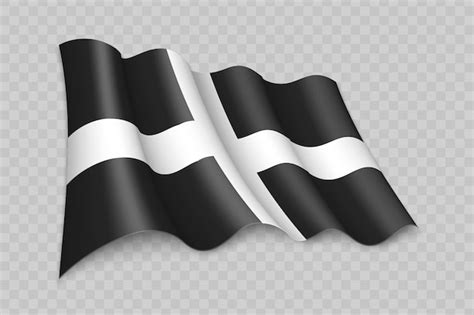 Premium Vector | 3d realistic waving flag of cornwall is a county of england