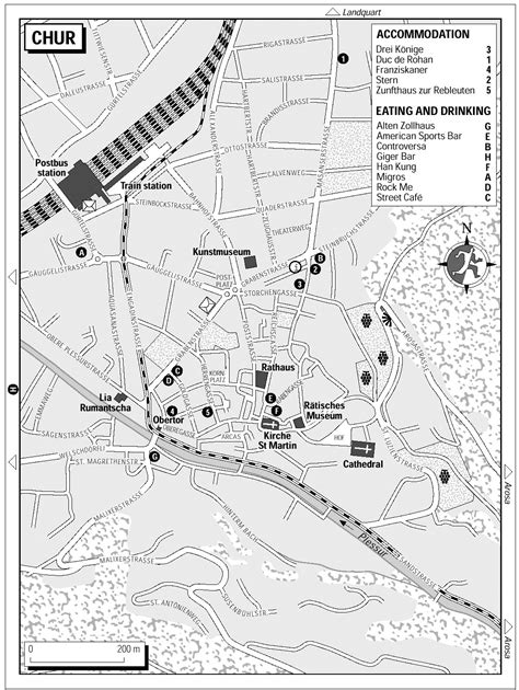 Stadtplan von Chur | Detaillierte gedruckte Karten von Chur, Schweiz der Herunterladenmöglichkeit