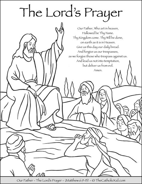 The Lord's Prayer - Our Father Prayer Coloring Page - TheCatholicKid.com