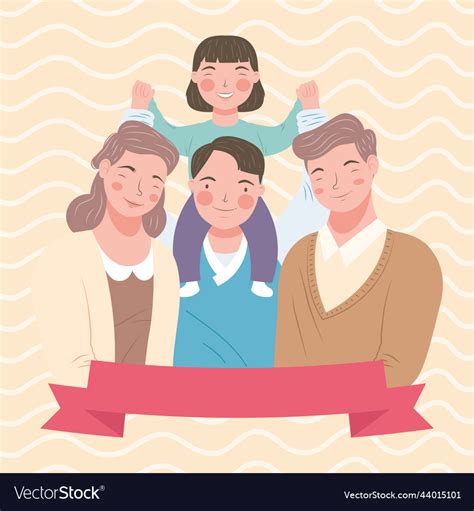 Korean family members and ribbon Royalty Free Vector Image