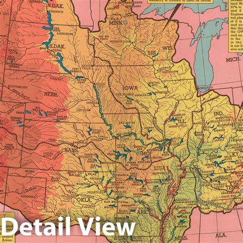 Historic Map : Old Man River' Map of The Mississippi, Sundberg, 1945 ...